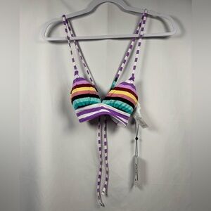 Bikini Lab Striped Multicolor Bikini Swim Top XS